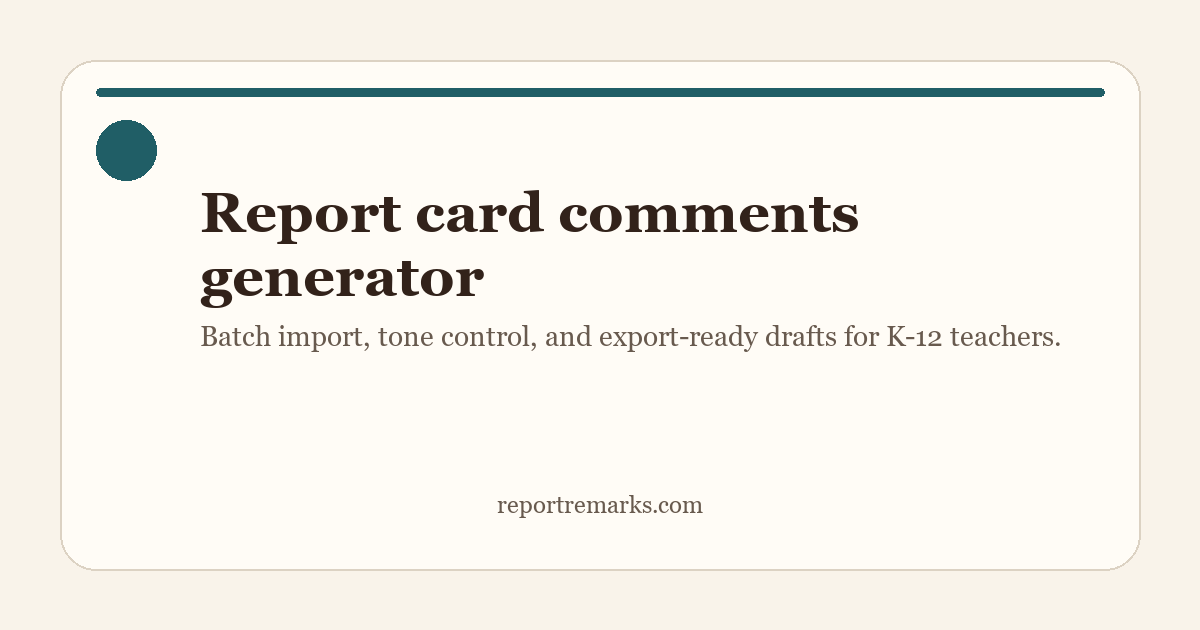 Report Card Comments Generator | ReportRemarks